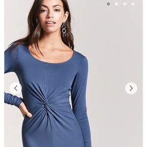 Forever 21 Twist Front Bodycon Dress (Indigo)